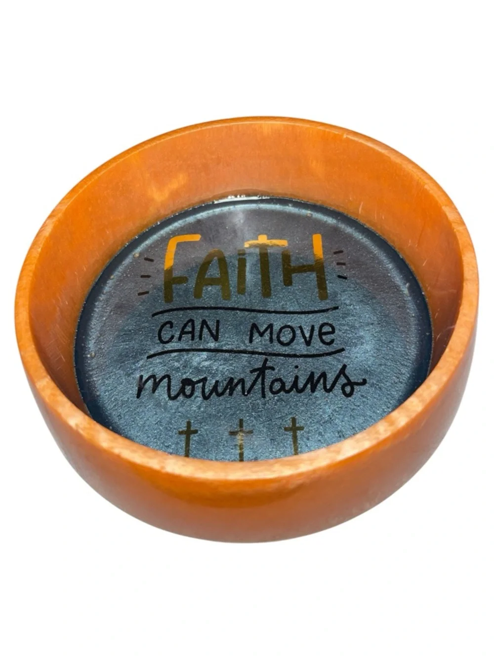 NORE’S NOVELTIES Handcrafted Serving/ Decor Bowl “FAITH CAN MOVE MOUNTAINS”